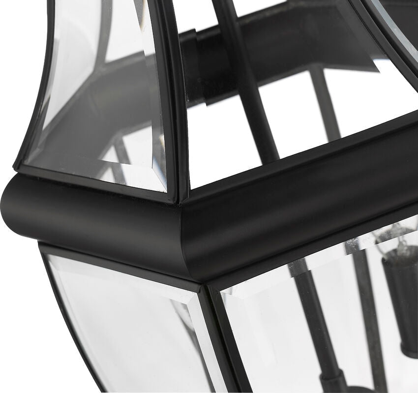 Z-Lite Westover 10" W x 20" H 2-Light Black Outdoor Pier Mounted Fixture and Square Pier Mount Hardware With Clear Beveled Glass Shade