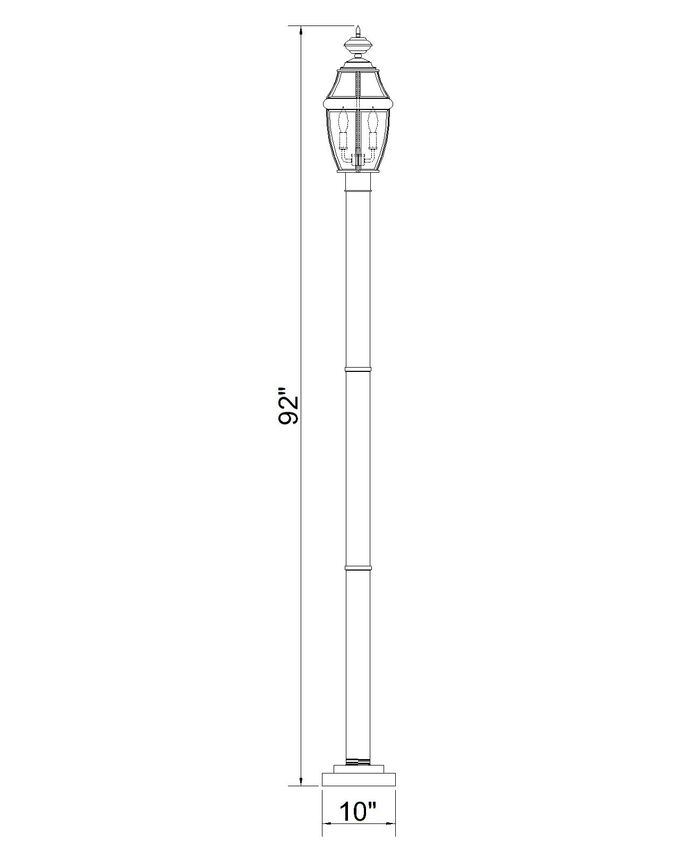 Z-Lite Westover 10" W x 92" H 2-Light Black Brass Clear Beveled Glass Shade Outdoor Post Mounted Fixture
