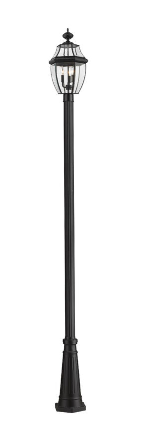 Z-Lite Westover 11" W x 114" H 3-Light Black Brass Clear Beveled Glass Shade Outdoor Post Mounted Fixture