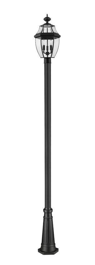 Z-Lite Westover 11" W x 114" H 3-Light Black Brass Clear Beveled Glass Shade Outdoor Post Mounted Fixture