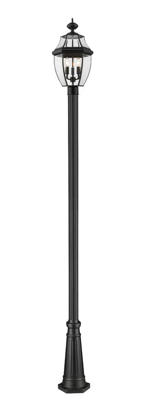 Z-Lite Westover 11" W x 114" H 3-Light Black Brass Clear Beveled Glass Shade Outdoor Post Mounted Fixture
