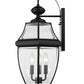 Z-Lite Westover 12" 3-Light Black Brass Outdoor Wall Sconce With Clear Beveled Glass Shade
