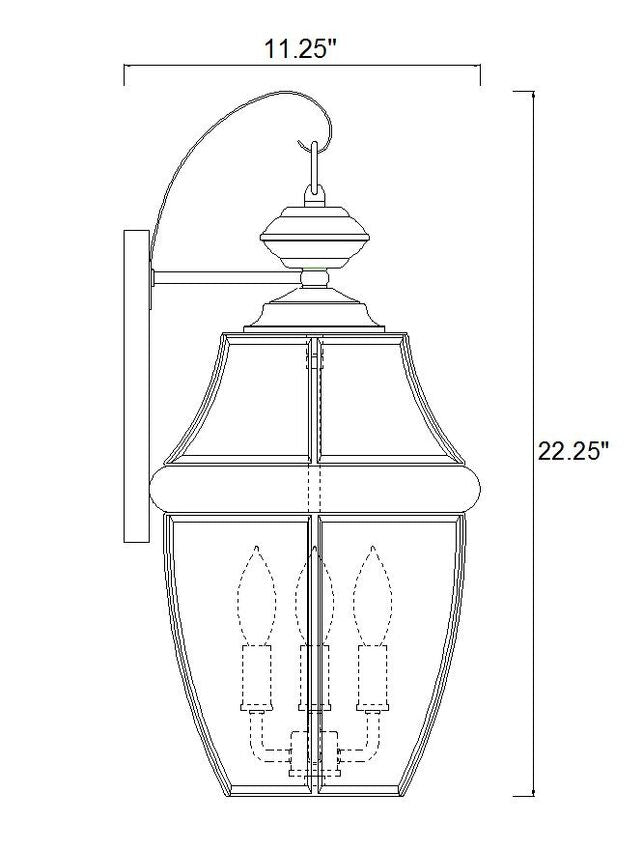 Z-Lite Westover 12" 3-Light Black Brass Outdoor Wall Sconce With Clear Beveled Glass Shade