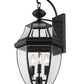 Z-Lite Westover 12" 3-Light Black Brass Outdoor Wall Sconce With Clear Beveled Glass Shade