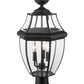 Z-Lite Westover 12" W x 22" H 3-Light Black Outdoor Pier Mounted Fixture and Square Pier Mount Hardware With Clear Beveled Glass Shade