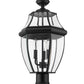 Z-Lite Westover 12" W x 22" H 3-Light Black Outdoor Pier Mounted Fixture and Square Pier Mount Hardware With Clear Beveled Glass Shade