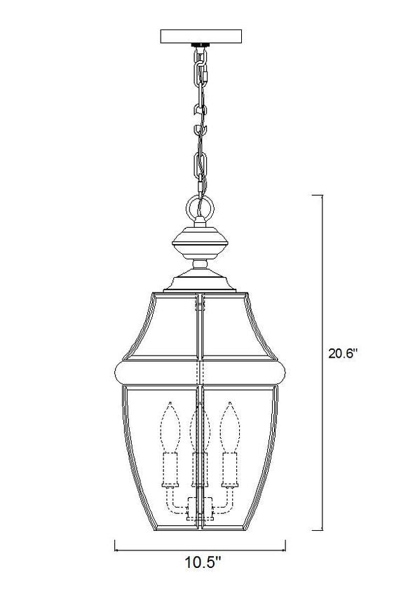 Z-Lite Westover 13" 3-Light Black Brass Outdoor Chain Mount Ceiling Fixture With Clear Beveled Glass Shade