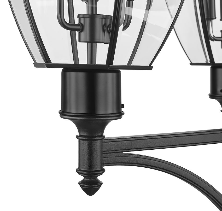 Z-Lite Westover 33" W x 138" H 12-Light Black Brass Clear Beveled Glass Shade Outdoor Post Mounted Fixture