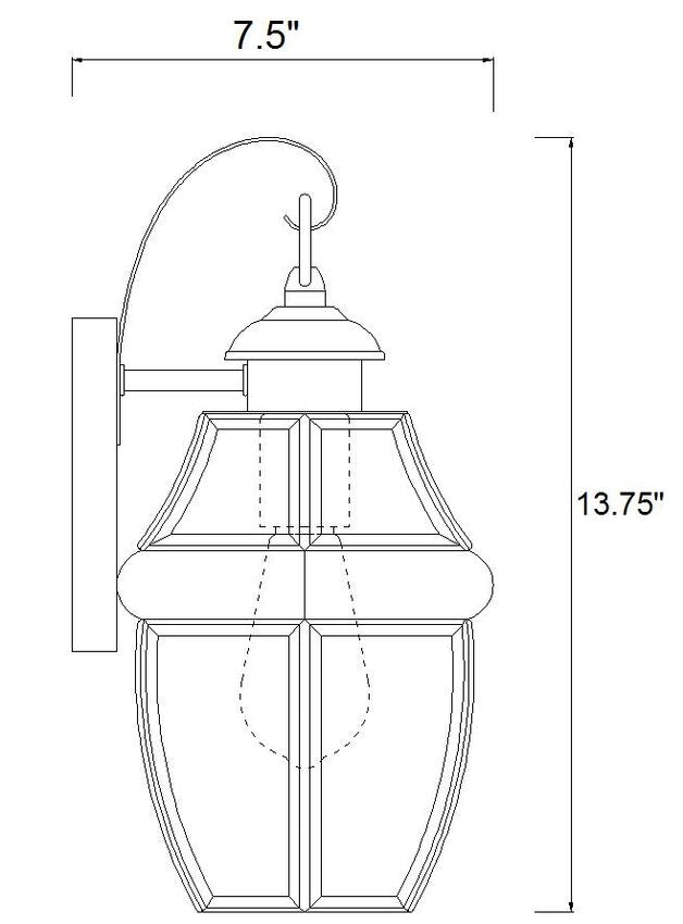 Z-Lite Westover 8" 1-Light Black Brass Outdoor Wall Sconce With Clear Beveled Glass Shade