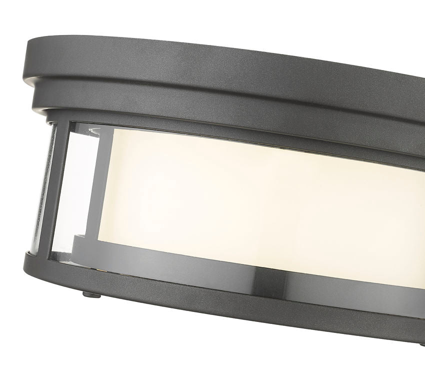 Z-Lite Willow 12" 2-Light Bronze Flush Mount Lighting With Clear and Matte Opal Glass Shade