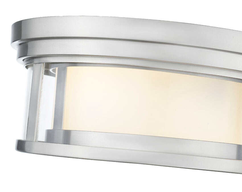 Z-Lite Willow 12" 2-Light Brushed Nickel Flush Mount Lighting With Clear and Matte Opal Glass Shade