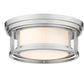 Z-Lite Willow 12" 2-Light Brushed Nickel Flush Mount Lighting With Clear and Matte Opal Glass Shade