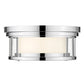 Z-Lite Willow 12" 2-Light Chrome Flush Mount Lighting With Clear and Matte Opal Glass Shade