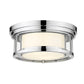 Z-Lite Willow 12" 2-Light Chrome Flush Mount Lighting With Clear and Matte Opal Glass Shade