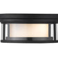 Z-Lite Willow 12" 2-Light Matte Black Flush Mount Lighting With Clear and Matte Opal Glass Shade