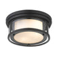 Z-Lite Willow 12" 2-Light Matte Black Flush Mount Lighting With Clear and Matte Opal Glass Shade