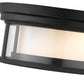 Z-Lite Willow 12" 2-Light Matte Black Flush Mount Lighting With Clear and Matte Opal Glass Shade