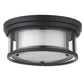 Z-Lite Willow 12" 2-Light Matte Black Flush Mount Lighting With Clear and Matte Opal Glass Shade