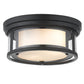 Z-Lite Willow 12" 2-Light Matte Black Flush Mount Lighting With Clear and Matte Opal Glass Shade