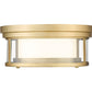 Z-Lite Willow 12" 2-Light Olde Brass Flush Mount Lighting With Clear and Matte Opal Glass Shade