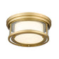 Z-Lite Willow 12" 2-Light Olde Brass Flush Mount Lighting With Clear and Matte Opal Glass Shade