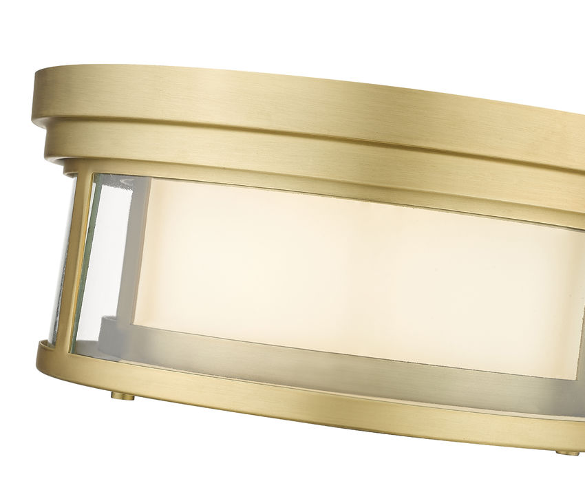 Z-Lite Willow 12" 2-Light Olde Brass Flush Mount Lighting With Clear and Matte Opal Glass Shade