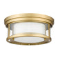 Z-Lite Willow 12" 2-Light Olde Brass Flush Mount Lighting With Clear and Matte Opal Glass Shade