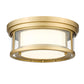 Z-Lite Willow 12" 2-Light Olde Brass Flush Mount Lighting With Clear and Matte Opal Glass Shade