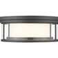 Z-Lite Willow 16" 3-Light Bronze Flush Mount Lighting With Clear and Matte Opal Glass Shade