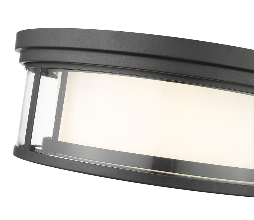 Z-Lite Willow 16" 3-Light Bronze Flush Mount Lighting With Clear and Matte Opal Glass Shade