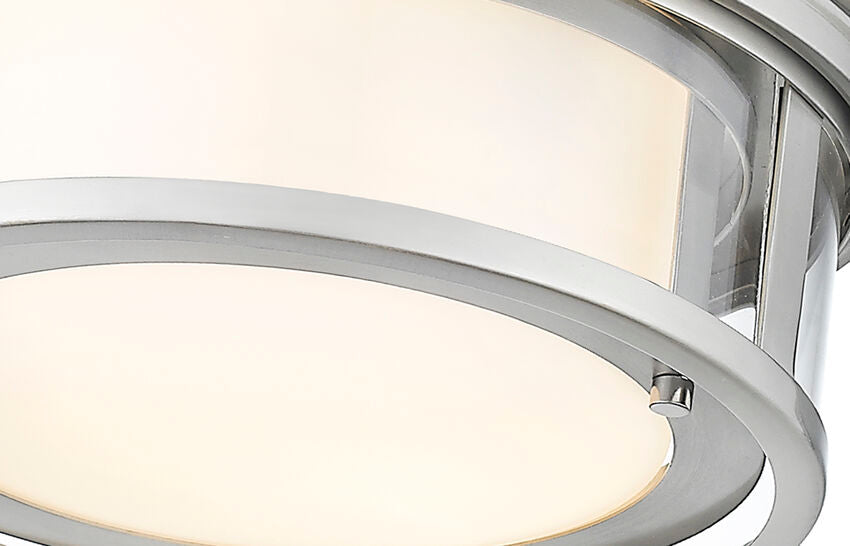 Z-Lite Willow 16" 3-Light Brushed Nickel Flush Mount Lighting With Clear and Matte Opal Glass Shade