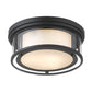 Z-Lite Willow 16" 3-Light Matte Black Flush Mount Lighting With Clear and Matte Opal Glass Shade