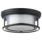 Z-Lite Willow 16" 3-Light Matte Black Flush Mount Lighting With Clear and Matte Opal Glass Shade