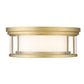 Z-Lite Willow 16" 3-Light Olde Brass Flush Mount Lighting With Clear and Matte Opal Glass Shade