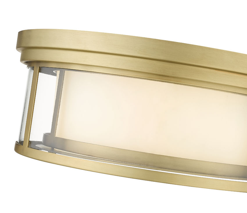 Z-Lite Willow 16" 3-Light Olde Brass Flush Mount Lighting With Clear and Matte Opal Glass Shade