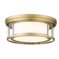 Z-Lite Willow 16" 3-Light Olde Brass Flush Mount Lighting With Clear and Matte Opal Glass Shade