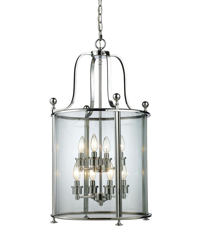 Z-Lite Wyndham 18" 8-Light Chrome Pendant Light With Clear Glass Shade