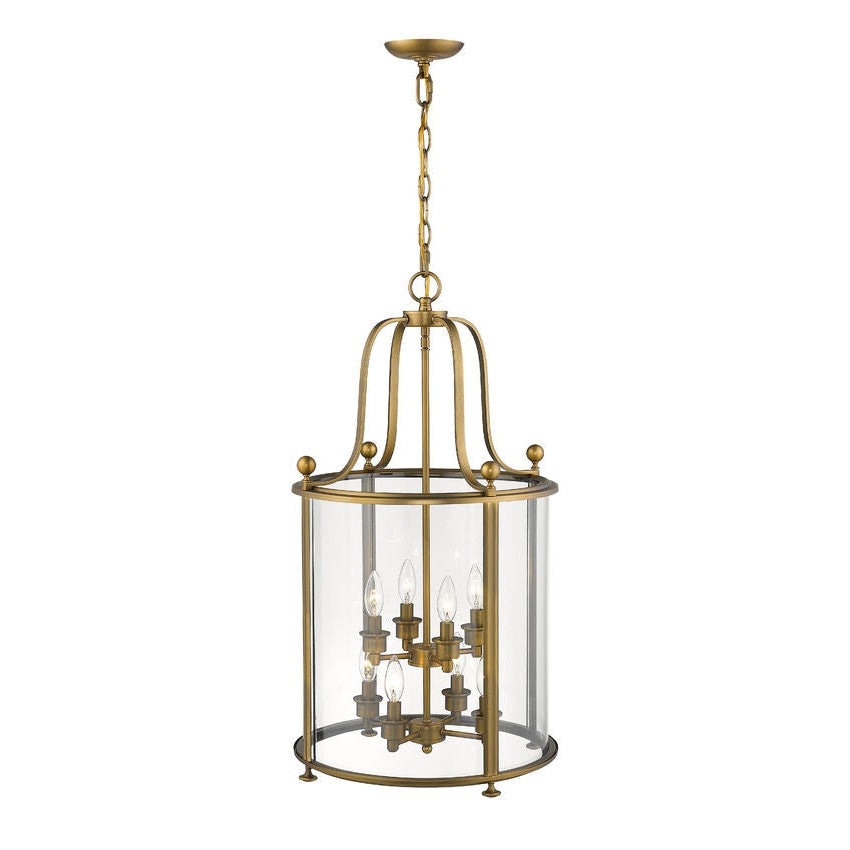 Z-Lite Wyndham 18" 8-Light Clear Glass Shade Chandelier With Heirloom Brass Frame Finish