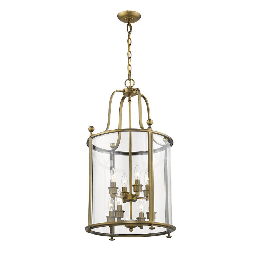 Z-Lite Wyndham 18" 8-Light Clear Glass Shade Chandelier With Heirloom Brass Frame Finish