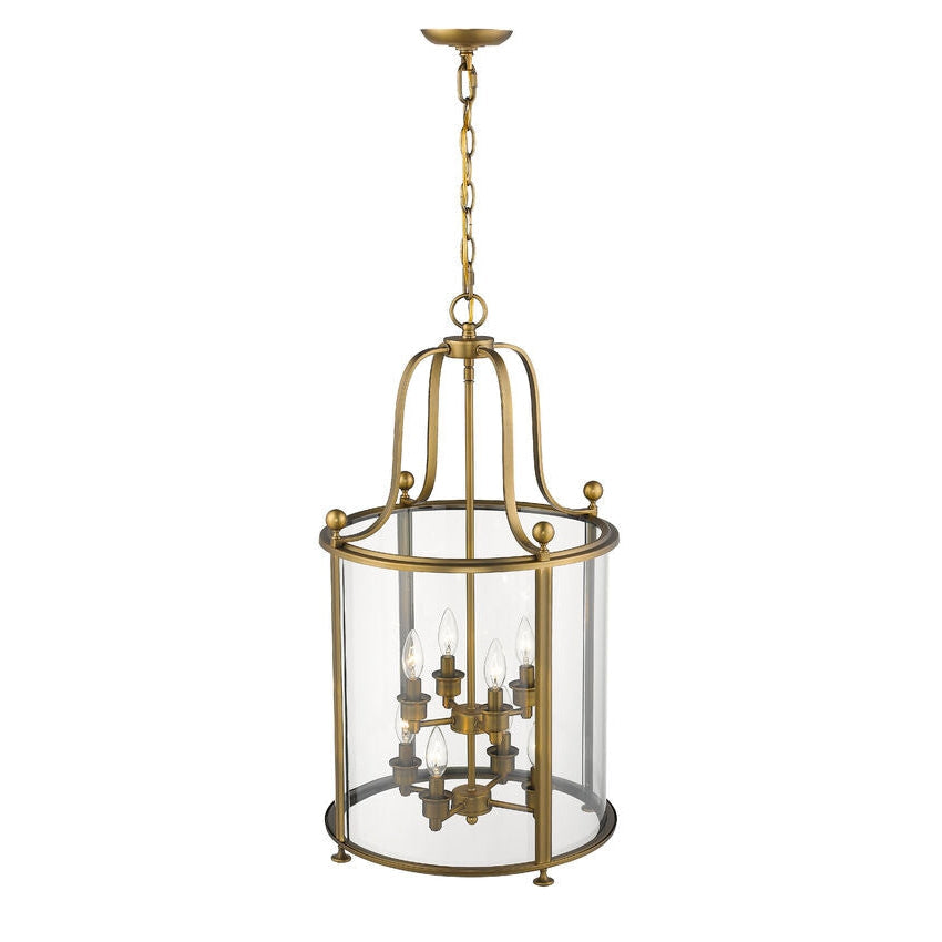 Z-Lite Wyndham 18" 8-Light Clear Glass Shade Chandelier With Heirloom Brass Frame Finish