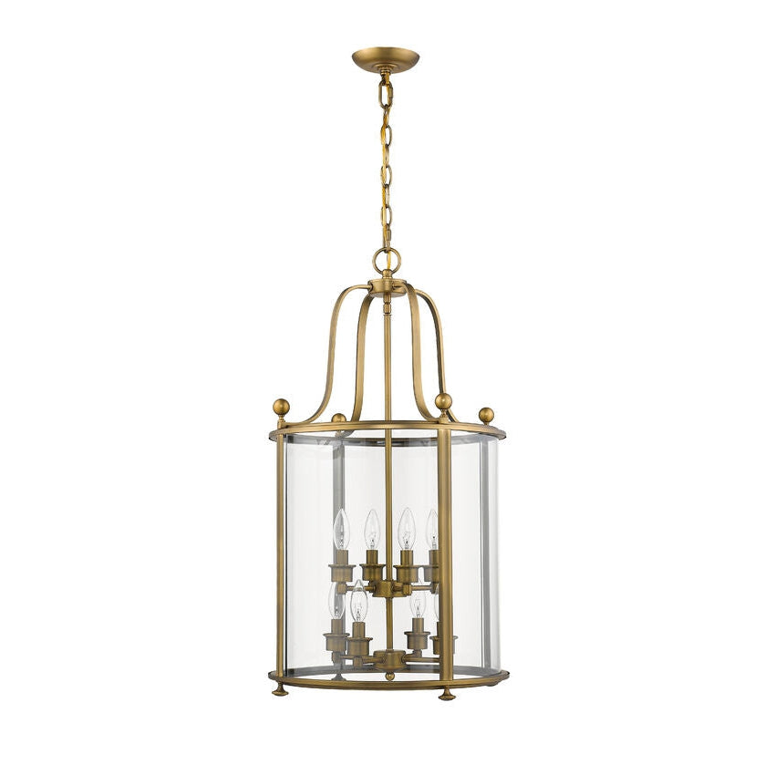 Z-Lite Wyndham 18" 8-Light Clear Glass Shade Chandelier With Heirloom Brass Frame Finish