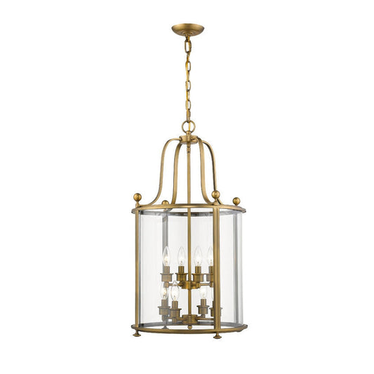 Z-Lite Wyndham 18" 8-Light Clear Glass Shade Chandelier With Heirloom Brass Frame Finish