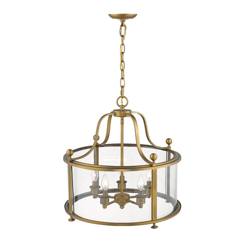 Z-Lite Wyndham 21" 5-Light Clear Glass Shade Chandelier With Heirloom Brass Frame Finish