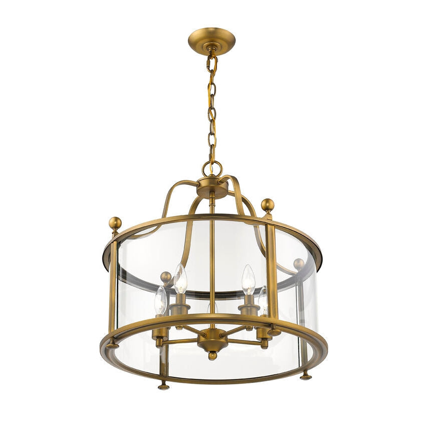 Z-Lite Wyndham 21" 5-Light Clear Glass Shade Chandelier With Heirloom Brass Frame Finish