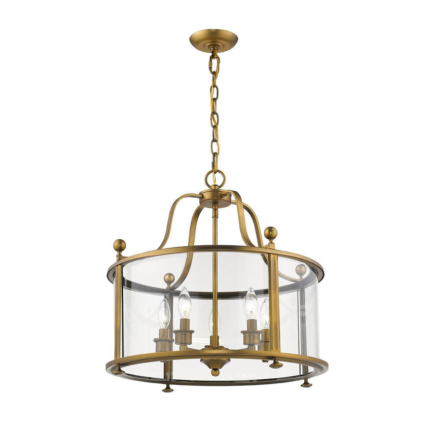 Z-Lite Wyndham 21" 5-Light Clear Glass Shade Chandelier With Heirloom Brass Frame Finish