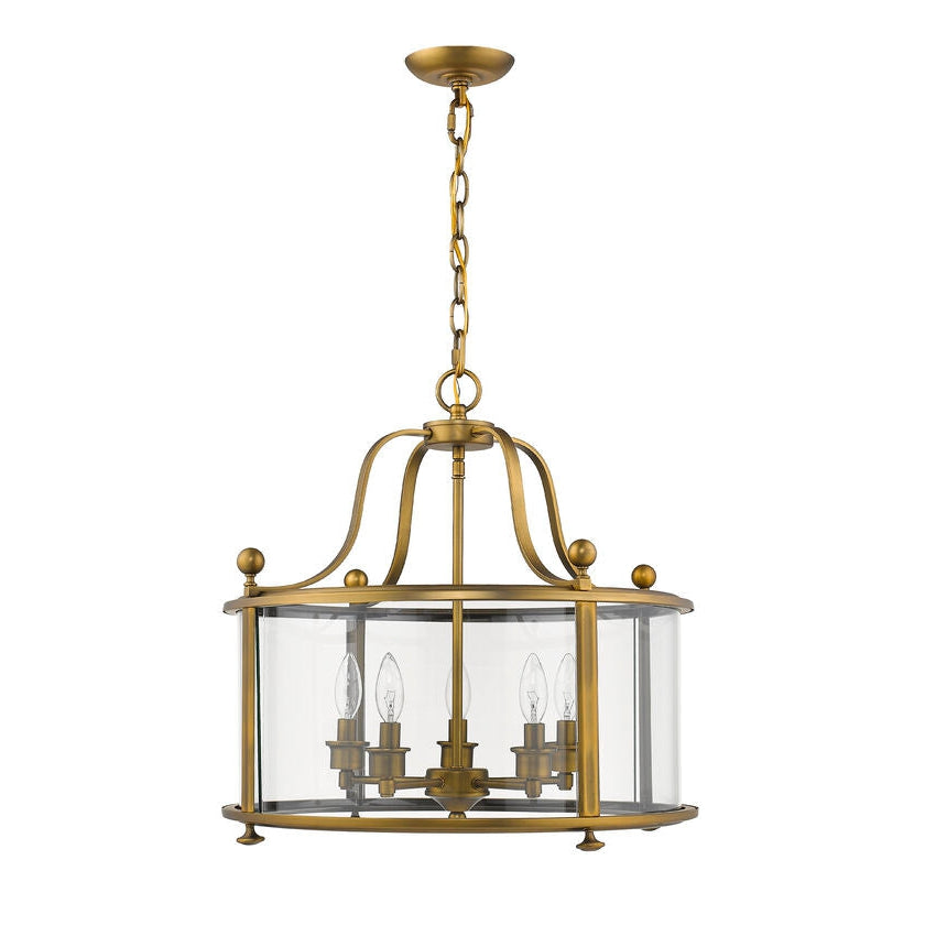 Z-Lite Wyndham 21" 5-Light Clear Glass Shade Chandelier With Heirloom Brass Frame Finish