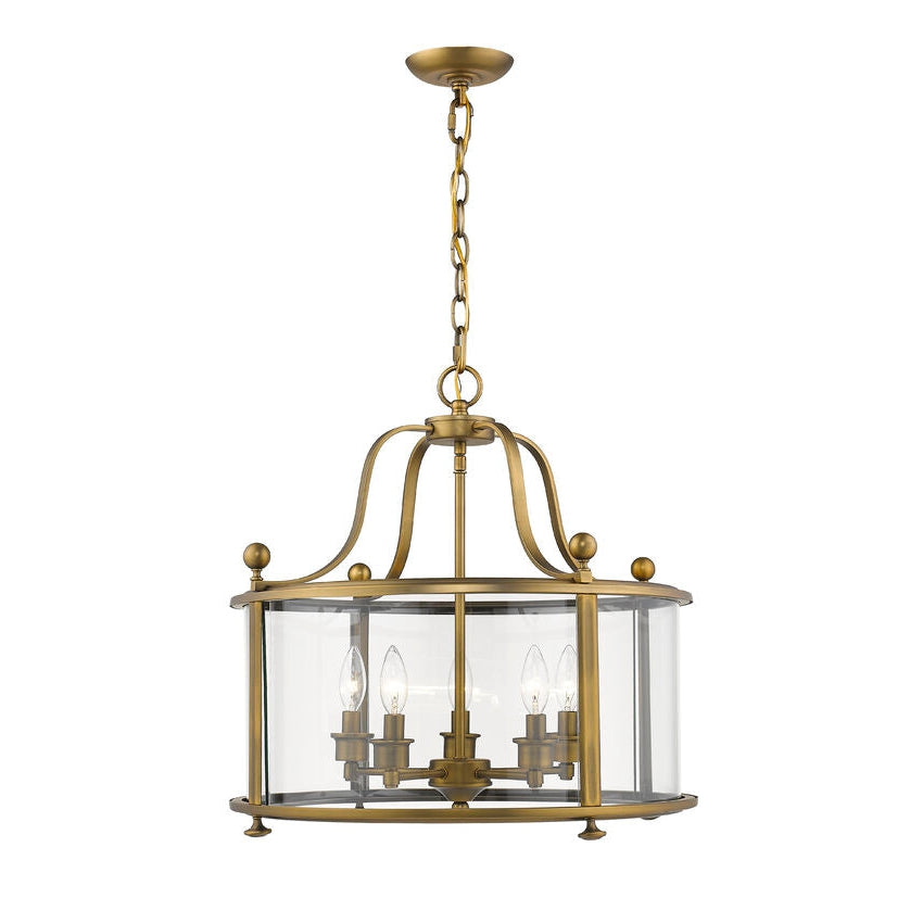 Z-Lite Wyndham 21" 5-Light Clear Glass Shade Chandelier With Heirloom Brass Frame Finish