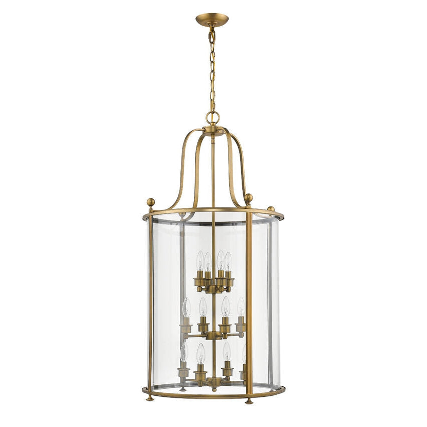 Z-Lite Wyndham 22" 12-Light Clear Glass Shade Chandelier With Heirloom Brass Frame Finish