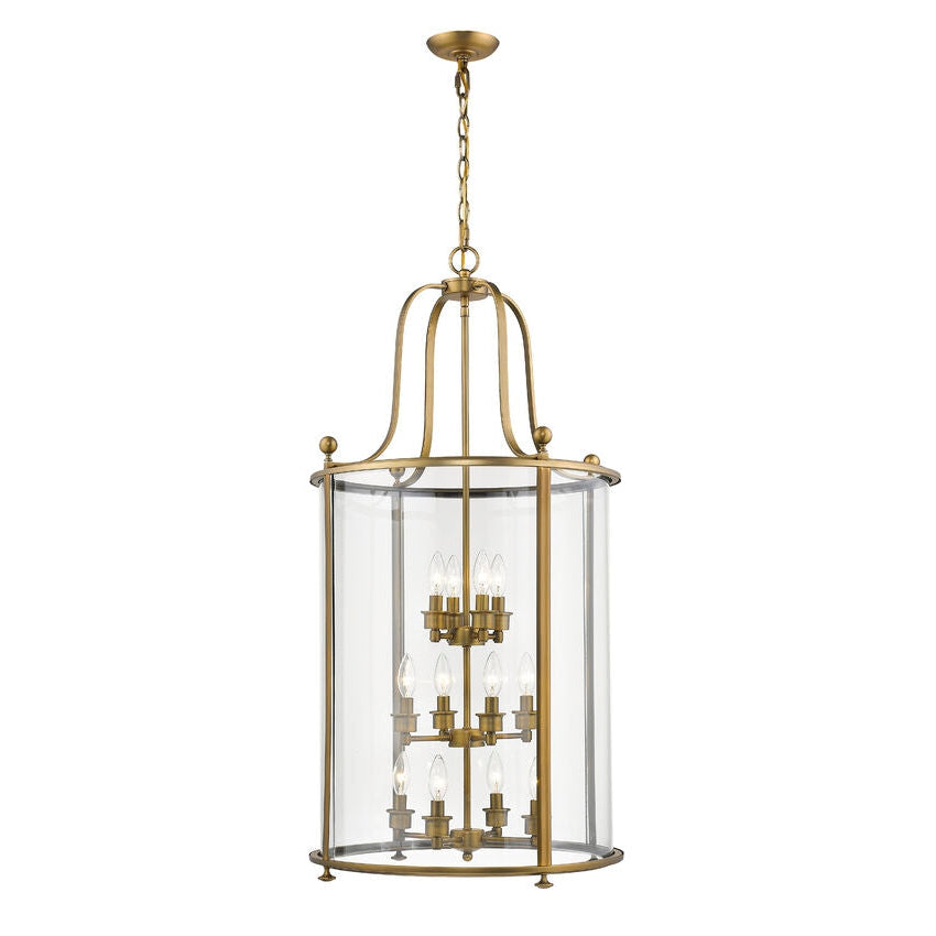 Z-Lite Wyndham 22" 12-Light Clear Glass Shade Chandelier With Heirloom Brass Frame Finish