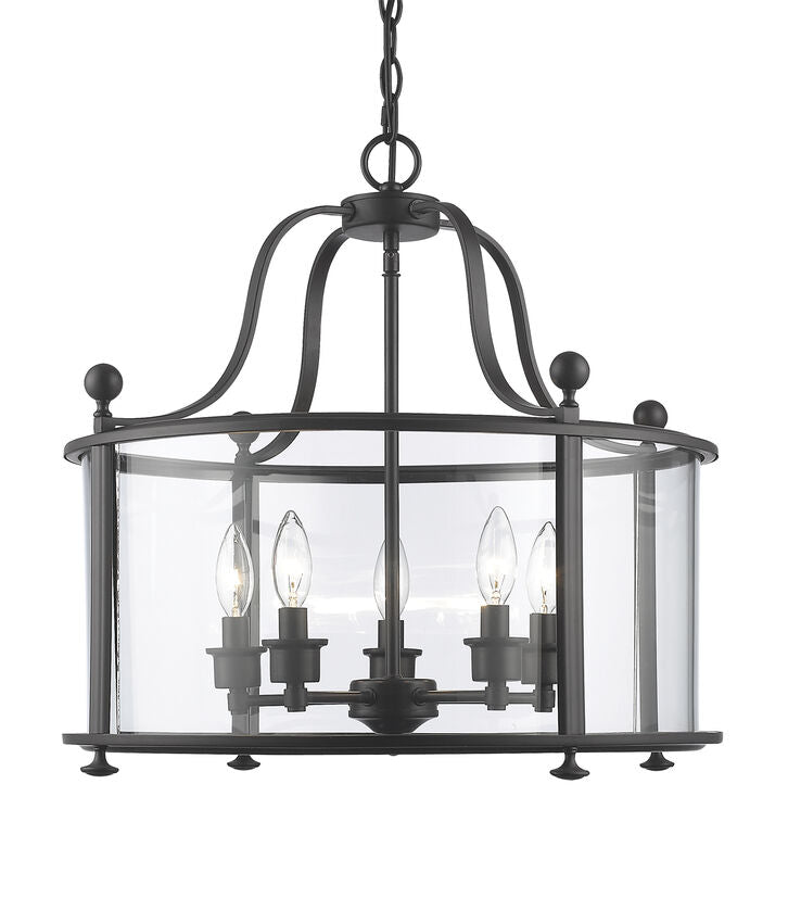 Z-Lite Wyndham 22" 5-Light Bronze Pendant Light With Clear Glass Shade